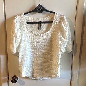 Anthropologie Elegant White Textured Women's Top Sz XL